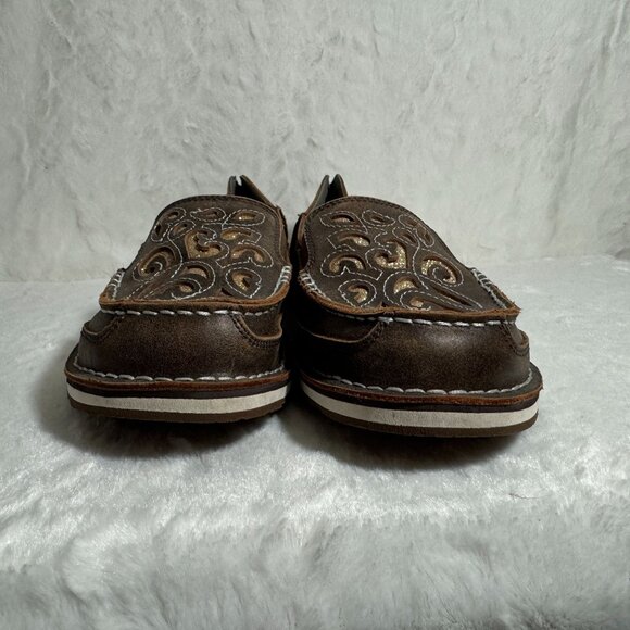 Ariat Embroidered Brown Leather Suede Slip-On Loafers Cruisers 11B 10035877 - Picture 5 of 7